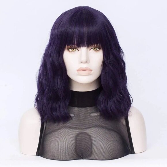 Short Purple Hair Wig with Bang - Picture 1 of 5